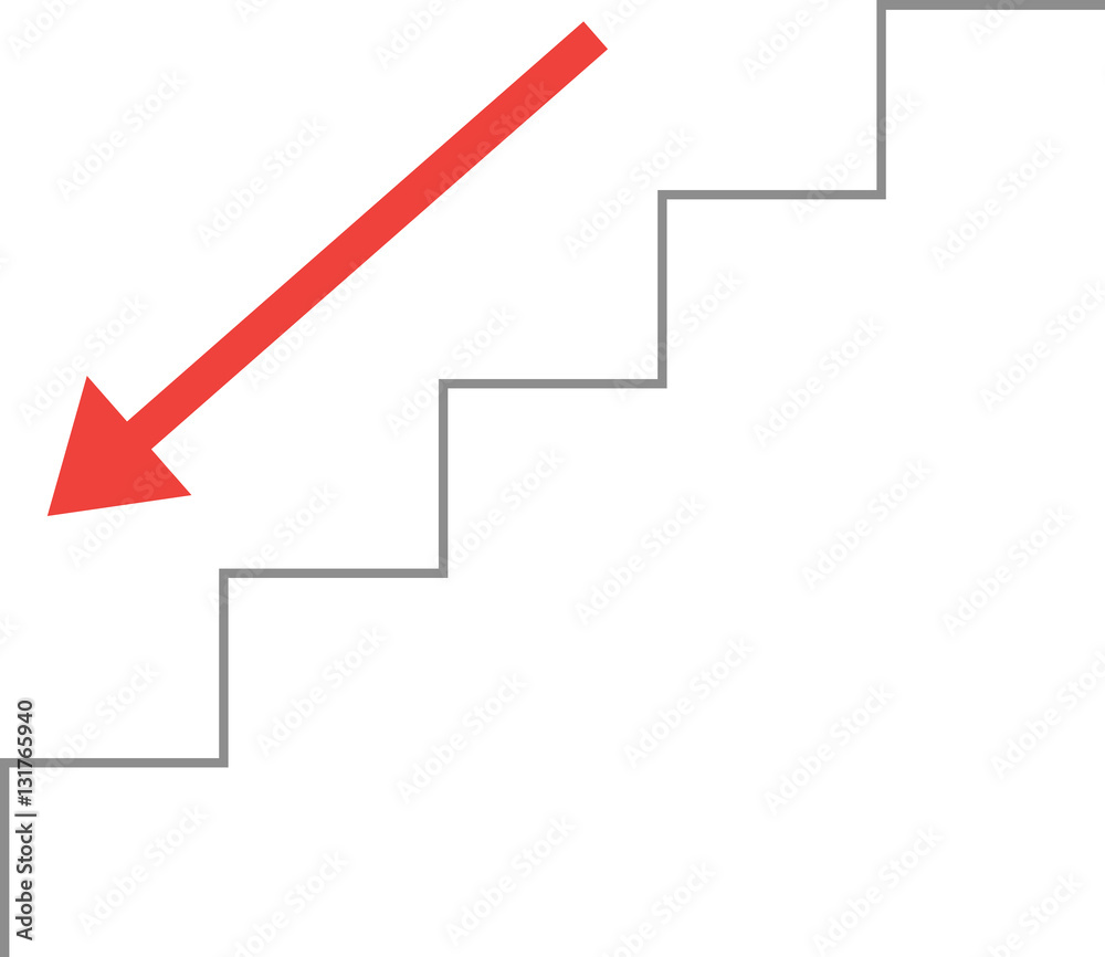 Vector line stairs with arrow down Stock Vector | Adobe Stock