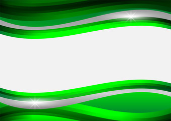 Abstract green and gray waves background Vector Illustration