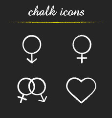 Sticker - Gender symbols chalk icons set