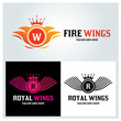Fire wings logo design template ,Royal wings logo design concept ,Vector illustration