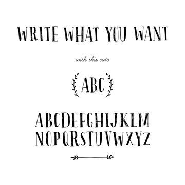 Cute hand drawn alphabet. Vector illustration.