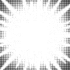 Wall Mural - comic radial lines background in halftone dots style