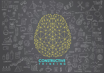 Poster - Conceptual Polygonal Brain. Abstract illustration.