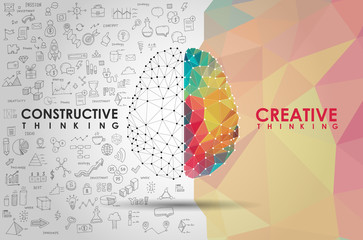 Poster - Conceptual Polygonal Brain. Abstract illustration.