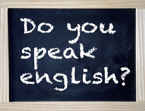 chalkboard with the question Do you speak english