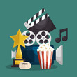 Cinematographic entertainment isolated icons vector illustration design