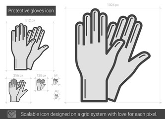 Sticker - Protective gloves line icon.