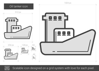 Wall Mural - Oil tanker line icon.