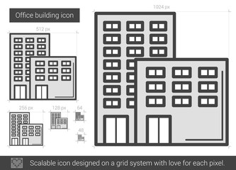 Sticker - Office building line icon.