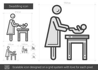 Poster - Swaddling line icon.