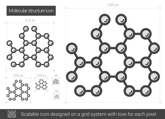 Sticker - Molecular structure line icon.