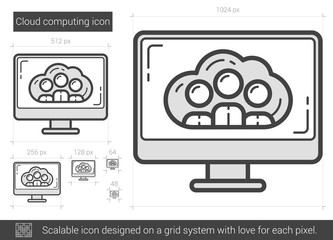 Poster - Cloud computing line icon.