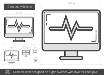 Sticker - Data analysis line icon.