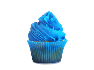 Poster - Fresh tasty cupcake on white background