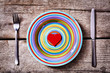 colorful plate with red heart inside