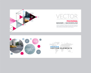 Wall Mural - Vector set of modern horizontal website banners with rounds,  tr