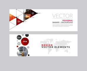 Wall Mural - Vector set of modern horizontal website banners with rounds,  tr