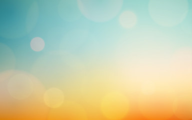 Wall Mural - Abstract bokeh and lens flare pattern on blue and yellow color in vintage filter background (vector)