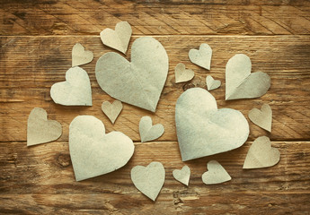 Poster - pile of paper cut heart on table