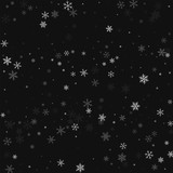 Fototapeta Na sufit - Sparse snowfall. Scatter horizontal lines on black background. Vector illustration.
