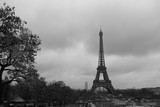 Fototapeta Boho - Blick auf den Eifelturm Paris im Herbst bei Regen