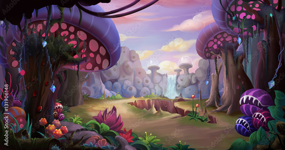 Alien Planet Surface Environment. Video Game's Digital CG Artwork ...