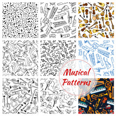 Sticker - Patterns of musical instruments and music notes