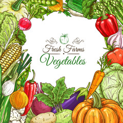 Wall Mural - Vegetables poster, vegetarian menu design template