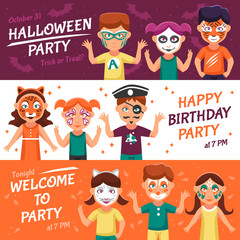 Canvas Print - Party With Greasepaint Banners Set 