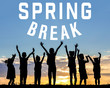 © Africa Studio - Text SPRING BREAK and children silhouettes on sunset background. Additional education concept