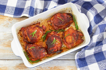 Canvas Print - grilled  chicken thighs marinated with rosemary and spices