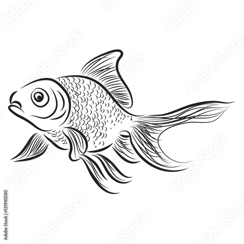 Download hand drawn a set of gold fish icon in black outline ...