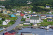 Small village community, Twillingate, Newfoundland.  Homes along shoreline in this coastal village, local roads connect the community along the Island's edges.