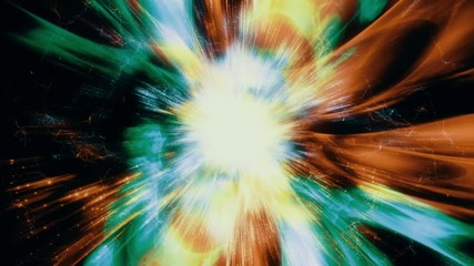 Canvas Print - Space Travel 2195: Flying through star fields and galaxies in deep space as a supernova bursts light (Loop).