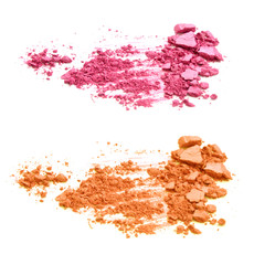 Wall Mural - Pink and orange crushed eyeshadows isolated on white background