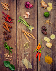 Poster - Various of Thai food Cooking ingredients and spice red curry pas