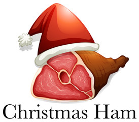 Wall Mural - Christmas ham wearing hat