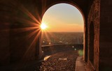 Fototapeta  - Sorgere del sole da Porta San Giacomo, Bergamo alta, Lombardia, Italia