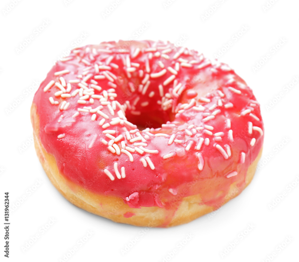 Delicious donut on white background