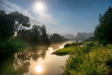 Wall Mural - moon light at night over river