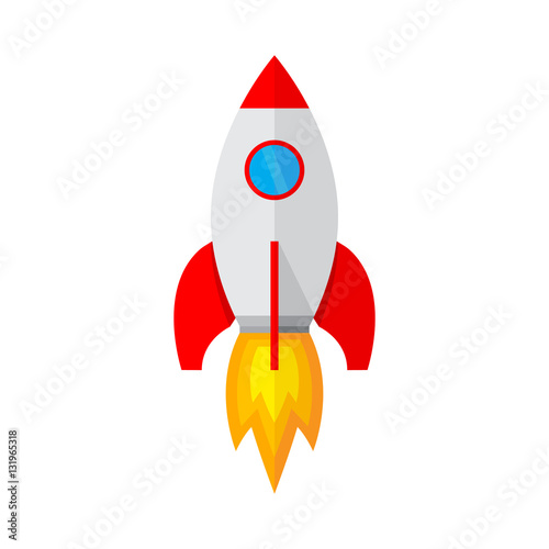 Fotomural Spaceship icon in flat design. Vector illustration.