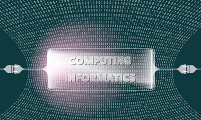 Poster - Futuristic vector backdrop with binary code and the words comput