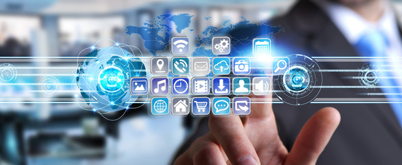Businessman using modern digital applications