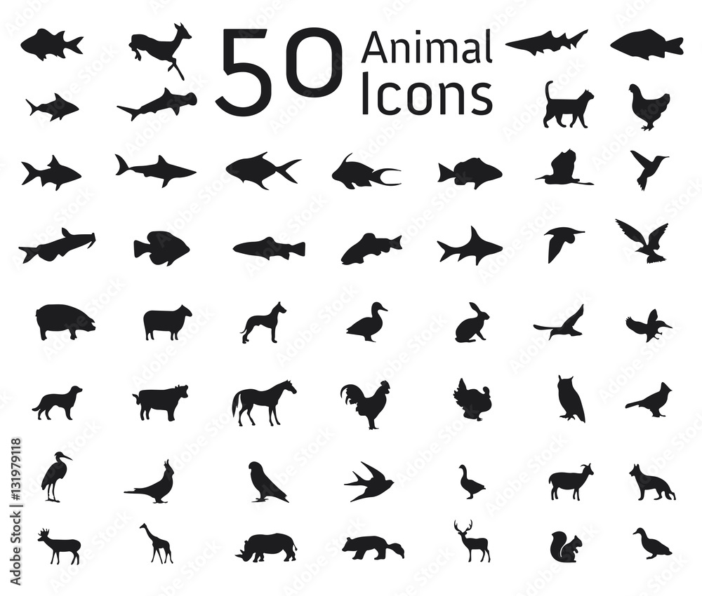 Animal icon set Stock Illustration | Adobe Stock