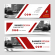 © Yochanan - Red modern horizontal business banner templates.