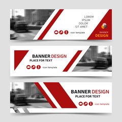Wall Mural - Red modern horizontal business banner templates.