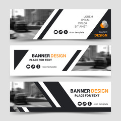 Wall Mural - Set of three modern horizontal business banner templates.