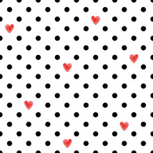 Polka Dot Seamless Pattern With Red Hearts. Valentines Day Design. Romantic Vector Background. 