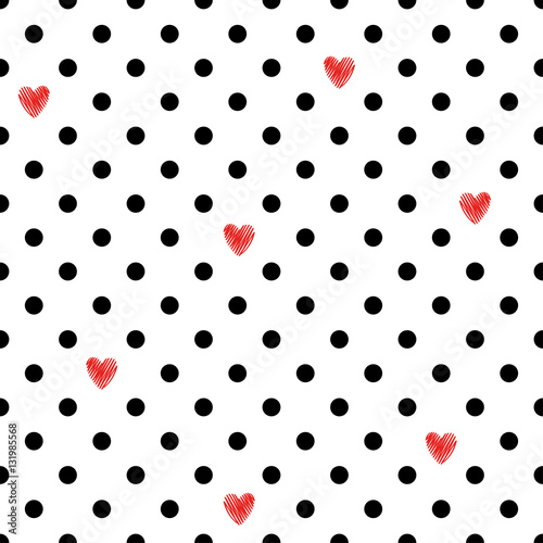 Stoffe zum Nähen Polka dot wzór serca. Walentynki-dzień projektu. Romantyczny wektor tle.