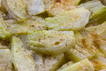 Fennel cooked in a pan with cheese